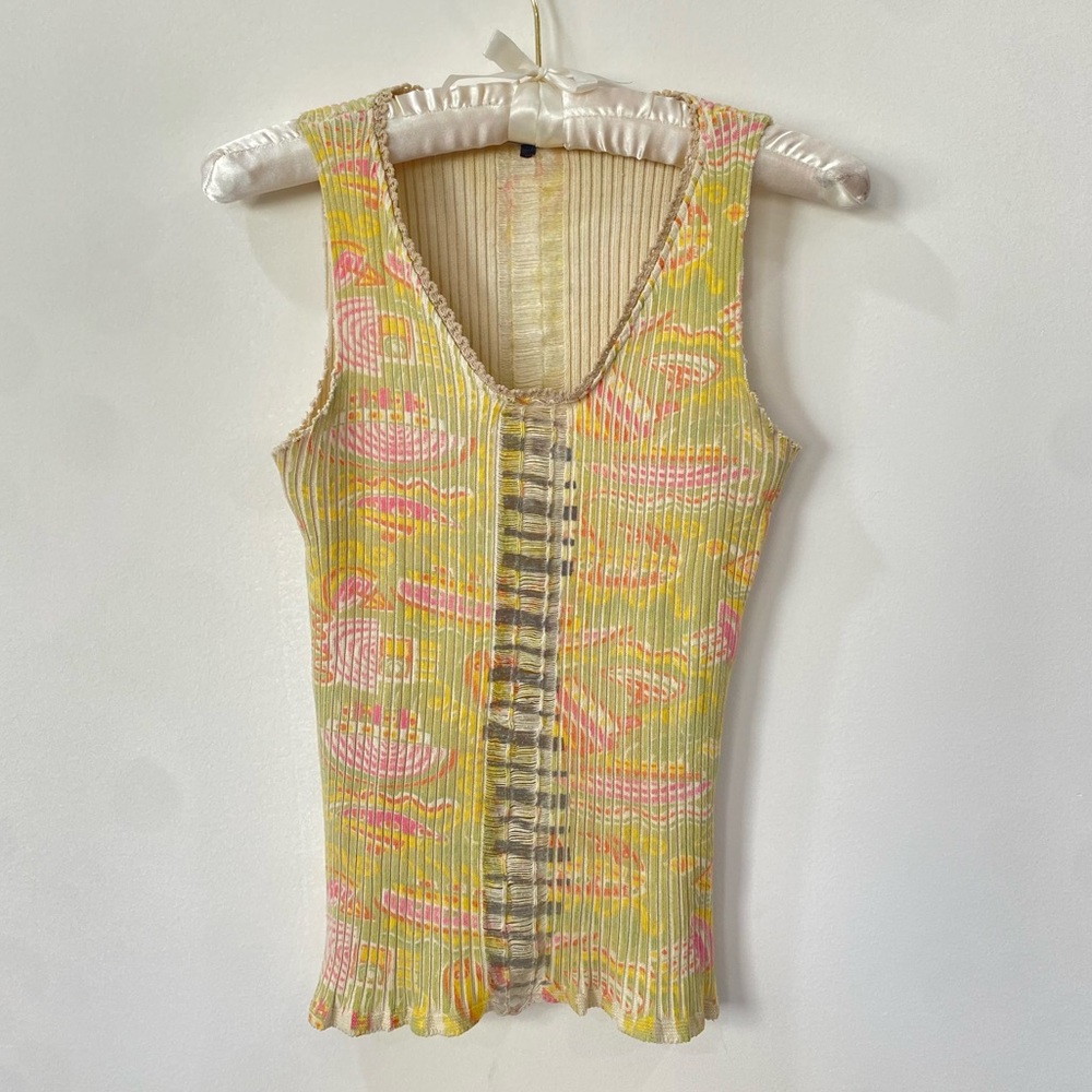 Gathered ribbed tank top